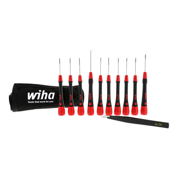 Wiha Wiha 26198 11-Piece PicoFinish Precision Screwdriver and Tweezers Smartphone Technician Set with Roll Pouch Default Title
