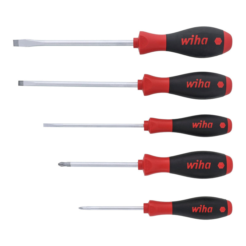 Wiha Tools 30273 5-Piece SoftFinish Slotted and Phillips Screwdriver Set