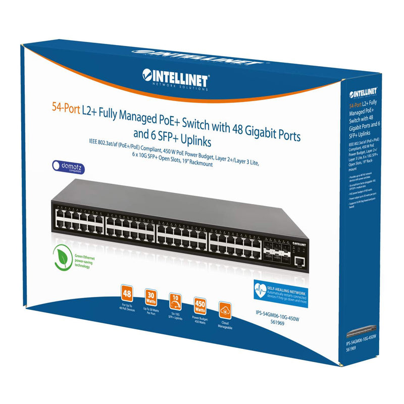 Intellinet 561969 54-Port L2+ Fully Managed PoE+ Gigabit Switch with 6 SFP+ Uplinks