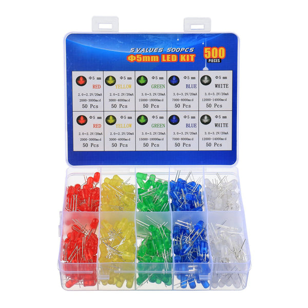 Altex Preferred MFG Altex Preferred MFG 500-Piece 5-Color 5mm LED Diode Lights Kit - Red / Yellow / Green / Blue / White Default Title
