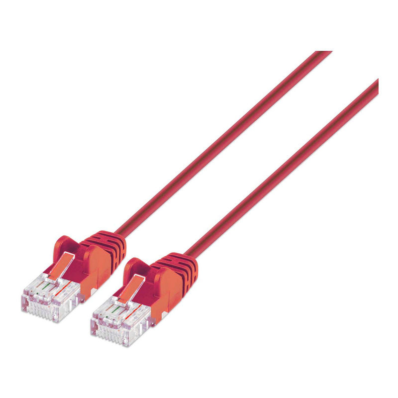 Intellinet 744157 1.5ft Cat6 U/UTP Slim RJ45 Network Patch Cable - Red