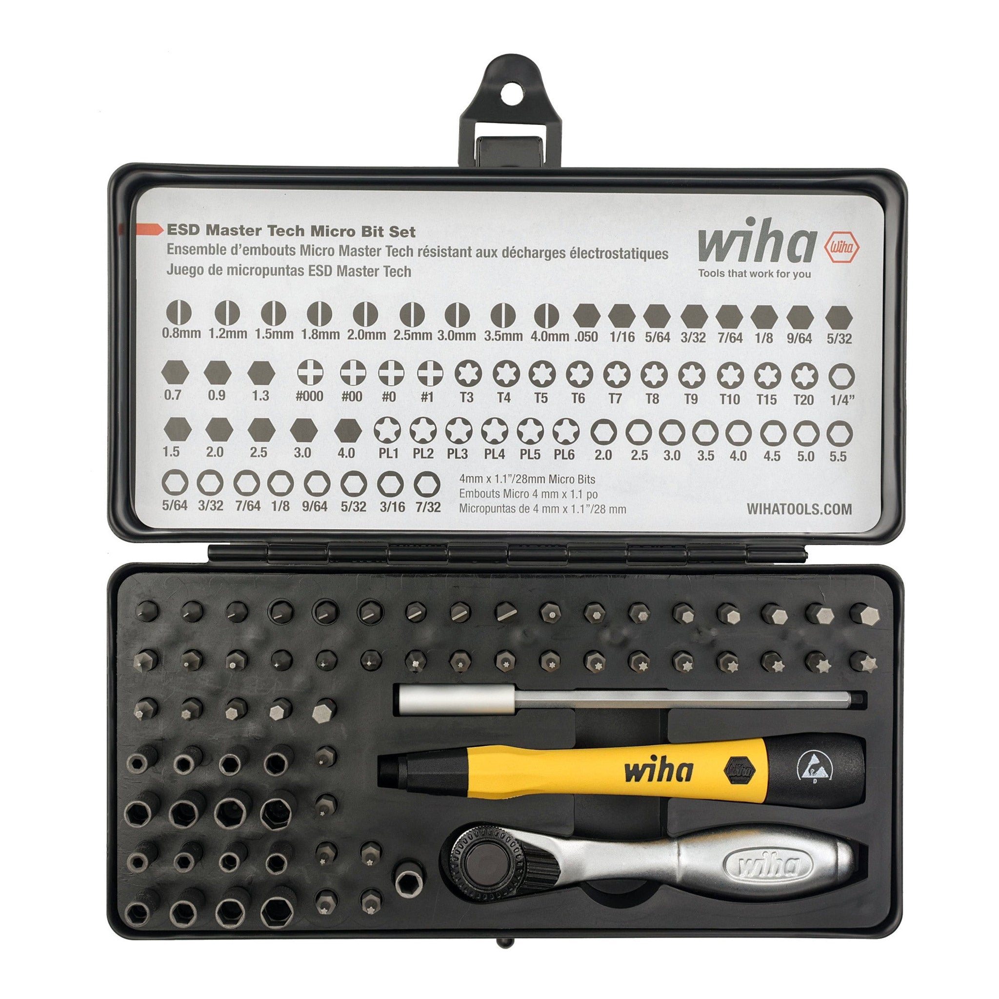 Wiha 75965 65 Piece System 4 ESD Safe Master Technician Ratchet and MicroBits Set