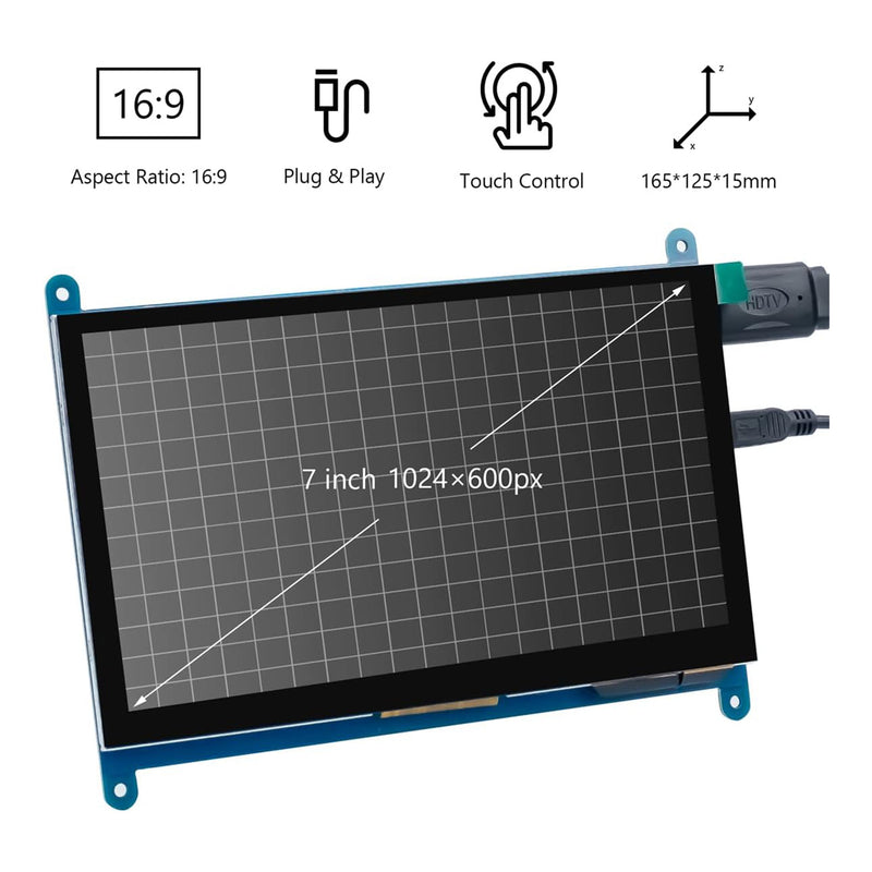 Altex Preferred MFG 7-Inch 1024x600 IPS LCD Touch Screen Capacitive Display Panel with HDMI Port