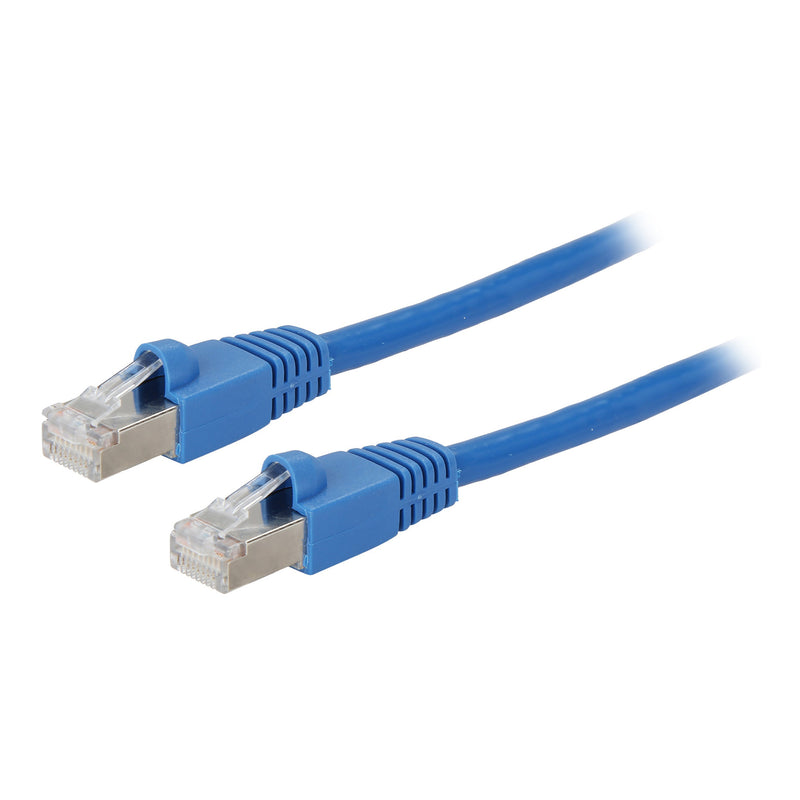 Cat6A Shielded Network Patch Cable with Boots, 10Gbps, Blue, 7FT