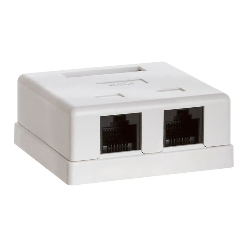SR Components SM-8-2-6 Cat6 Surface Mount Box with 2 RJ45 Punchdown Keystones