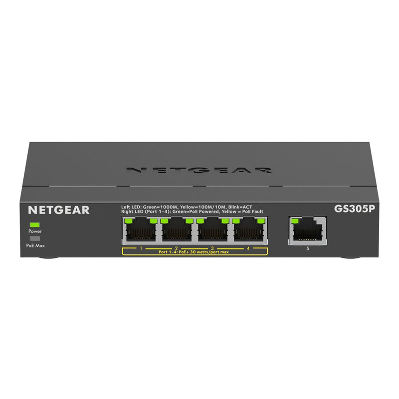 NETGEAR GS305P-300NAS 5-Port Gigabit Ethernet PoE Switch - Desktop, Wall Mountable