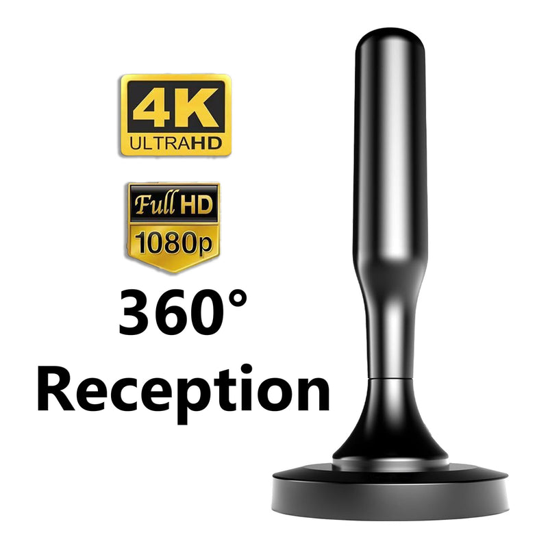 Altex Preferred MFG 4K 1080p Indoor Long Range Reception HDTV 360° Antenna with Strong Magnetic Base - 10ft Cable