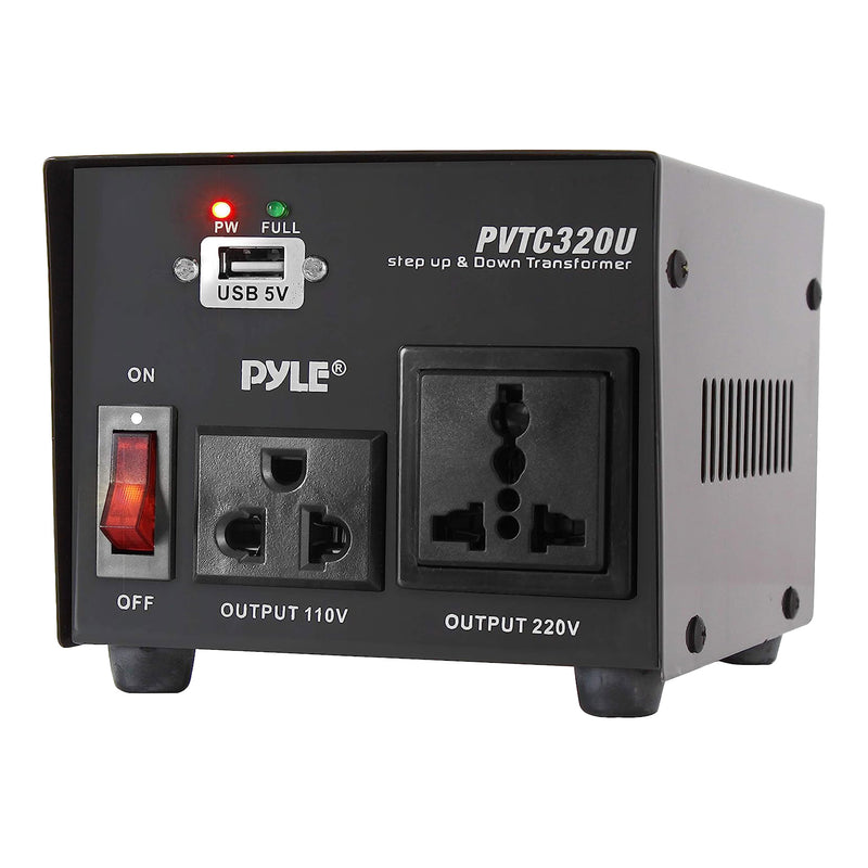 Pyle PVTC320U 500W Step Up and Step Down Voltage Converter Transformer with USB Charging Port