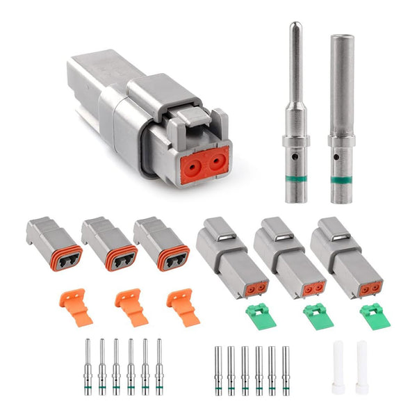 Altex Preferred MFG Altex Preferred MFG 3-Set 2-Pin 14-20AWG DT Connector Kit with Deutsch Solid Contacts and Sealing Plugs Default Title
