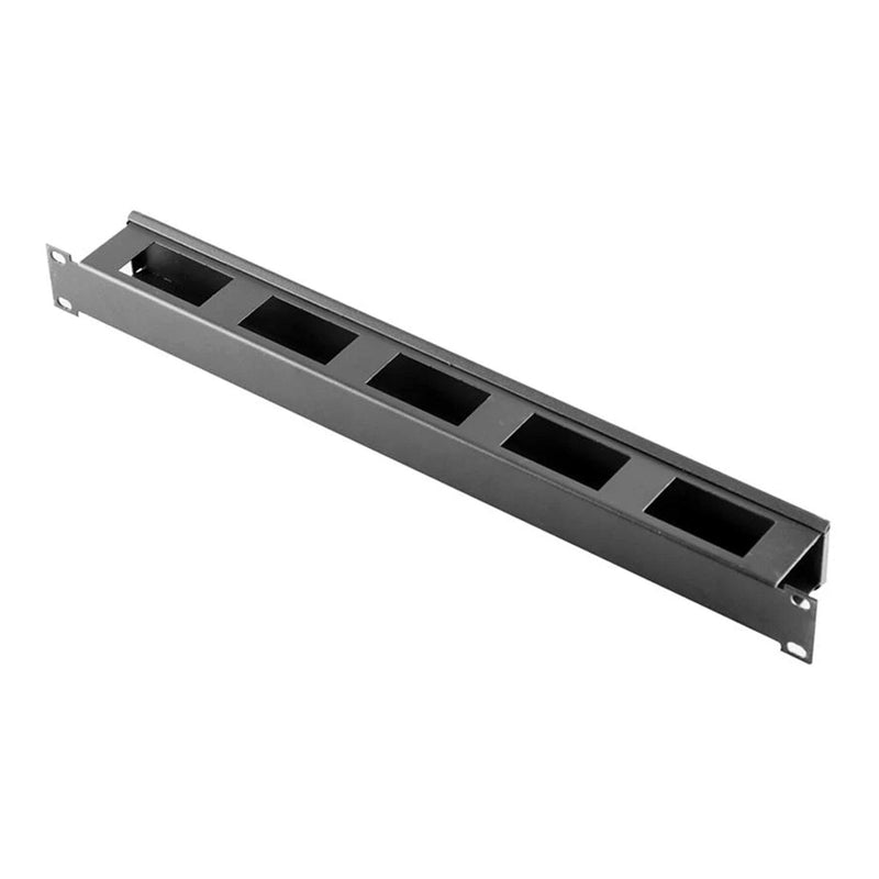 SERRACK STV-HORG10 19" 1U Metal Horizontal Finger Duct Rack Cable Management Panel with Cover - Black