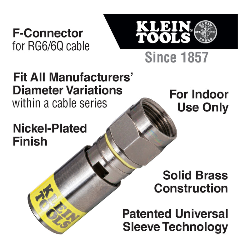 Klein Tools VDV812-606 Universal F Compression Connectors RG6/6Q - 10-Pack