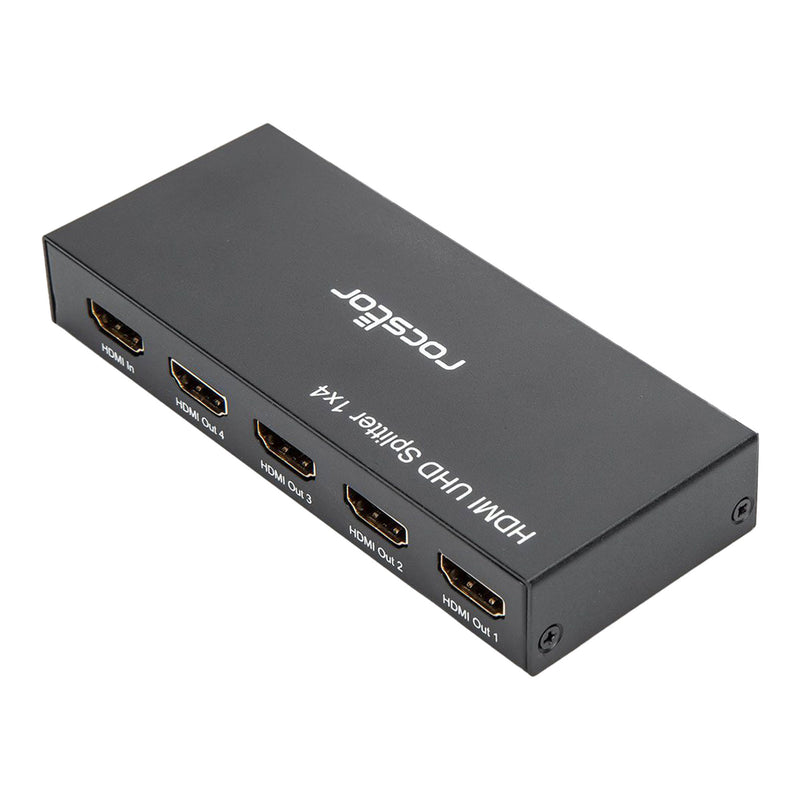 Rocstor Y10C294-B1 4-Port 4K 60Hz Premium HDMI Splitter - Black