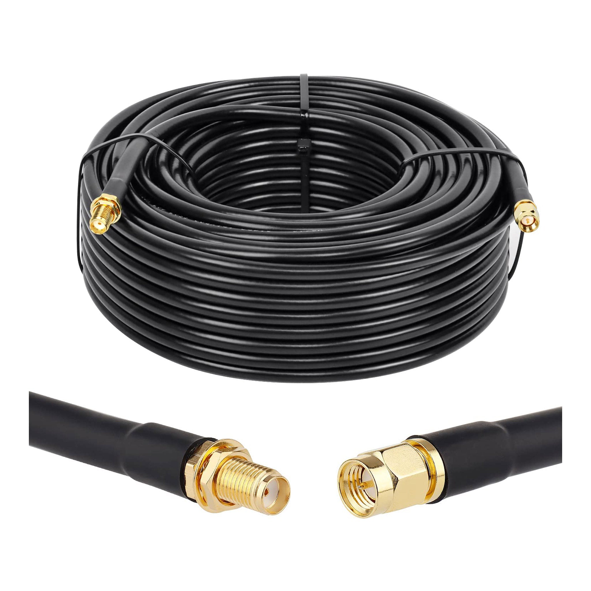 GEMEK 75ft DOUBLE good SHIELDED LOW LOSS COAXIAL EXTENSION CABLE SMA-MALE TO SMA Fema