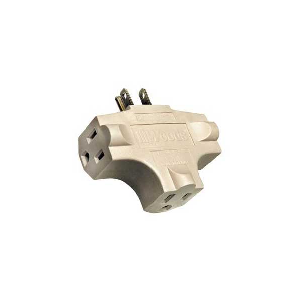 Woods Industries WOODS 3 Outlet Grounded Adapter Default Title

