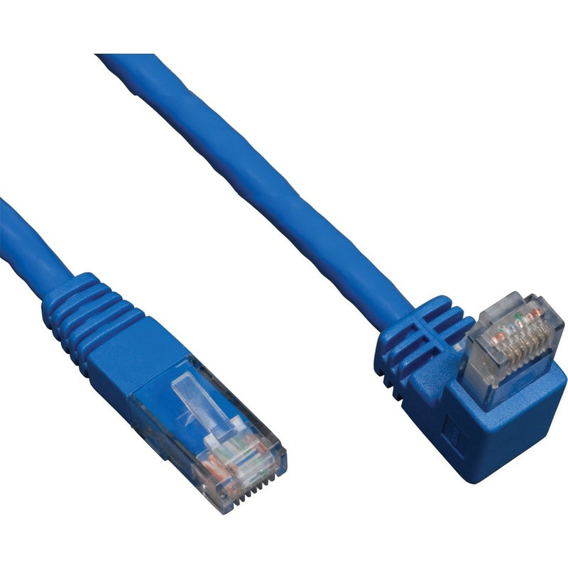 Tripp Lite 5ft Cat6 Gigabit Right Angle Dwn to Straight Patch Cable Blue 5'