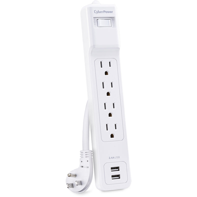 CyberPower P403URC1 4-Outlet Home Office Surge Protection with 500 Joules 15 AMP and 3ft Right Angle Power Cord