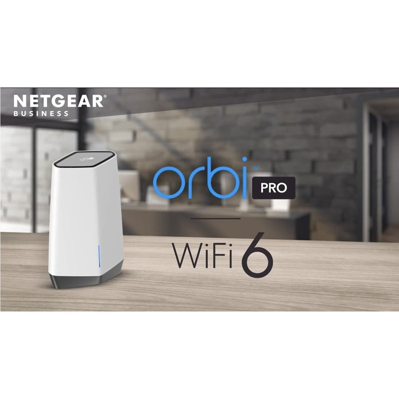 NETGEAR SXK80-100NAS Orbi Pro Business Wi-Fi 6 AX6000 Tri-Band Wi-Fi System with Router and Satellite Unit