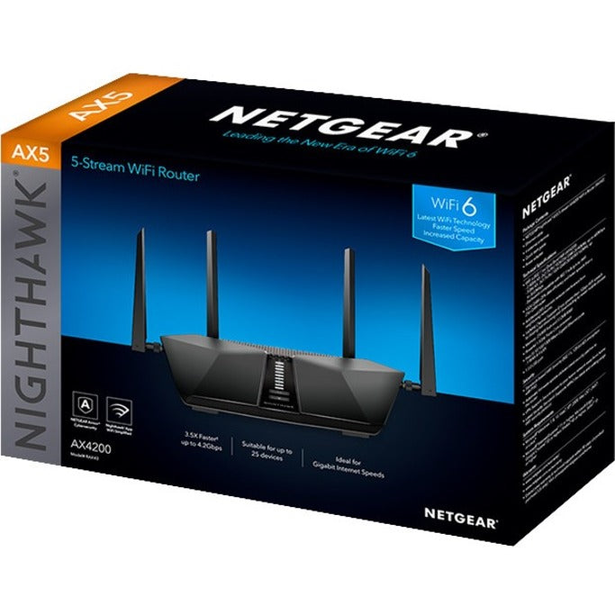 NETGEAR RAX43-100NAS Nighthawk 5-Stream Dual-Band AX4200 WiFi 6 Router