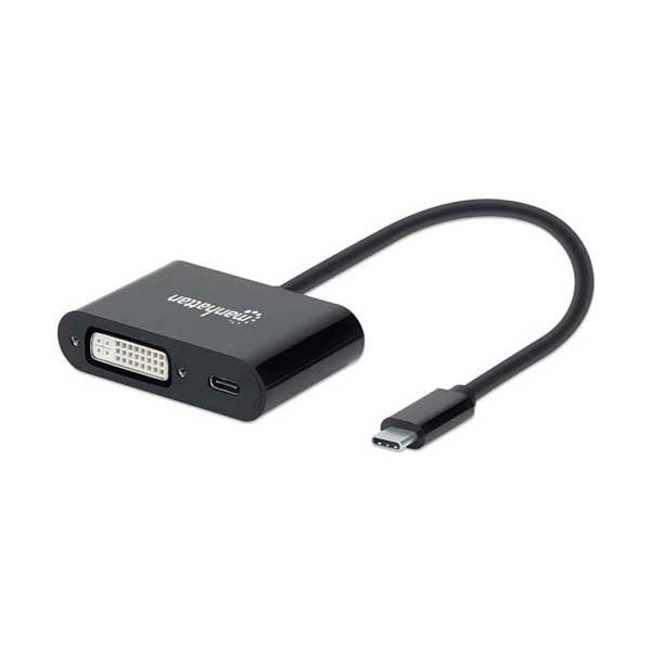Manhattan 153423 USB-C to DVI Converter with Power Delivery Port