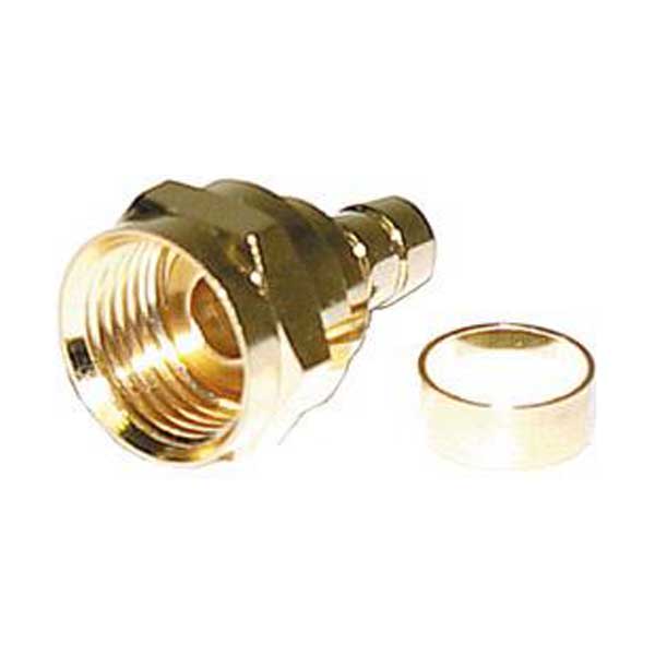 F Male Crimp Connector w/ Separate Ring (Gold) - RG-59