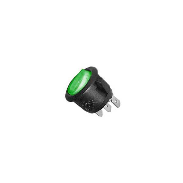 Lighted Snap-In Round Rocker Switch w/ Green DC Lamp - SPST