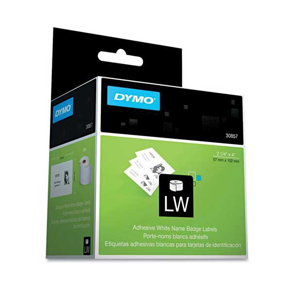 Dymo LW 2-1/4" x 4" Adhesive White Name Badge Labels