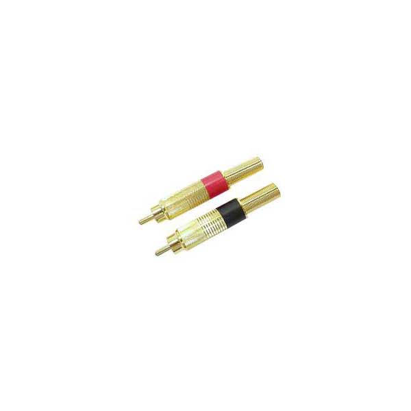 Gold RCA Plug w/ Strain Relief - Pair (Black / Red)