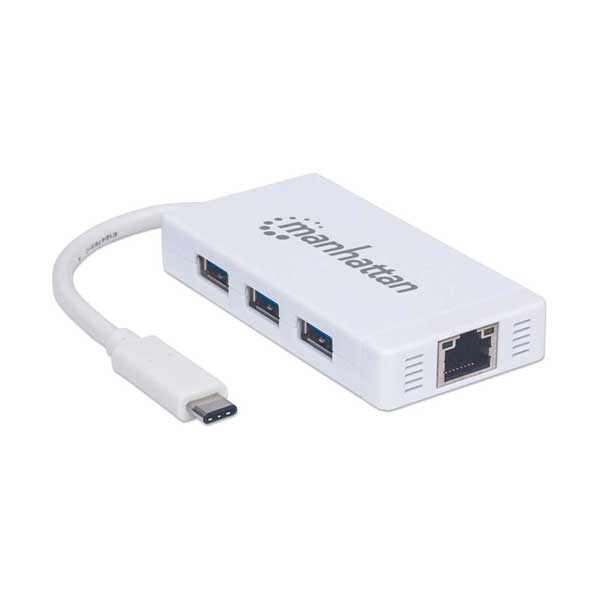 Manhattan 507608 3-Port USB 3.0 Hub with Gigabit Network Adapter