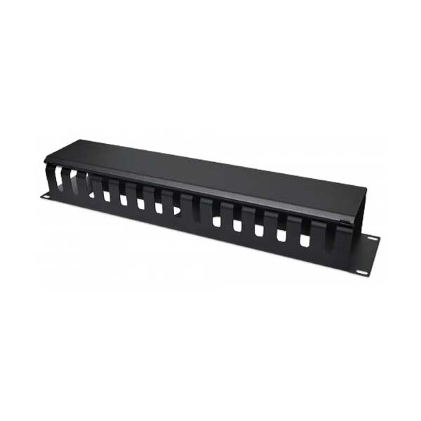 Intellinet 716062 19" 2U Black Rackmount Cable Management Panel with Cover
