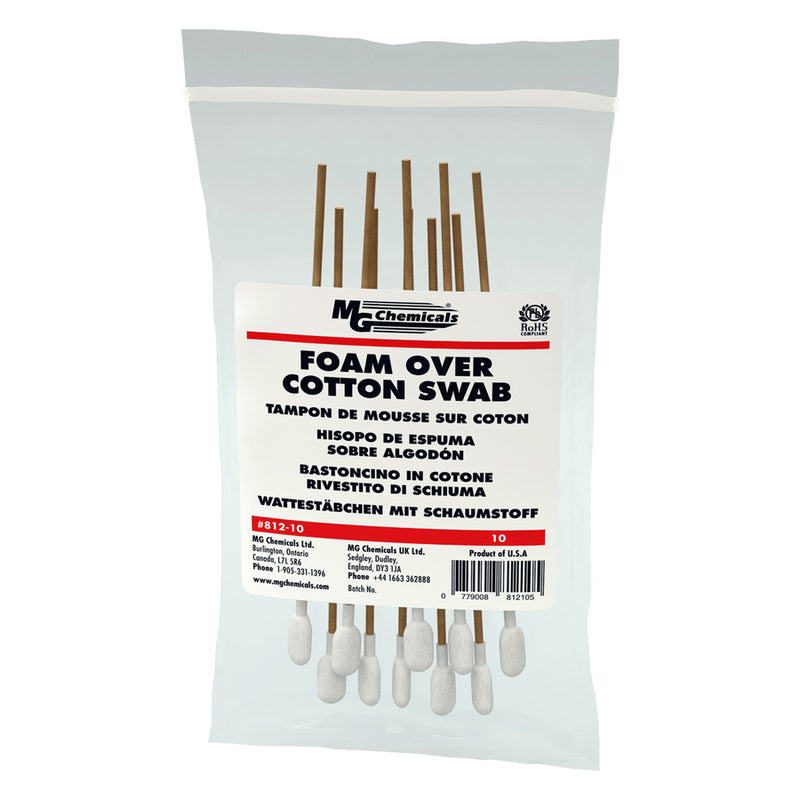 MG Chemicals 812-10 Foam Over Cotton Swabs (10 Pack)