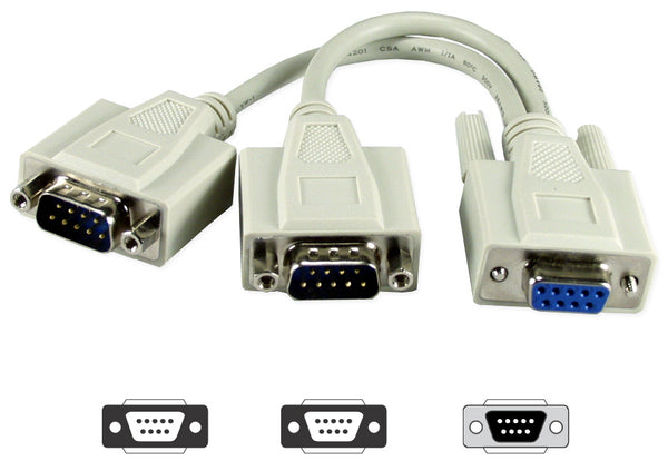 QVS QVS CC317Y 8-Inch Serial DB9 Female to Dual DB9 Male Splitter Cable Default Title
