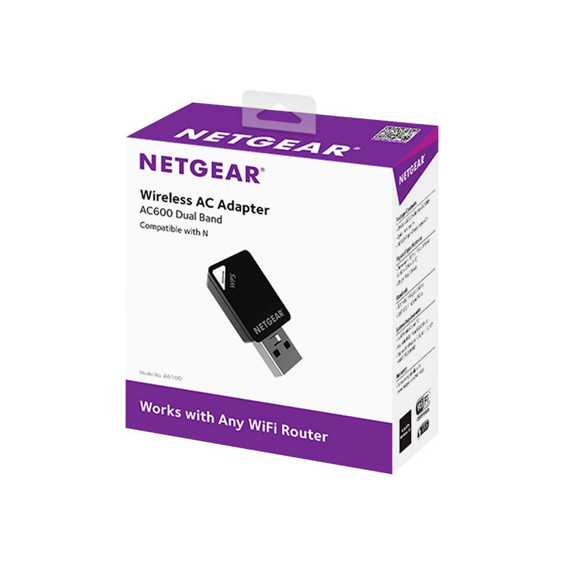 Netgear A6100-10000S AC600 IEEE 802.11ac Dual-Band Wi-Fi USB Mini Adapter