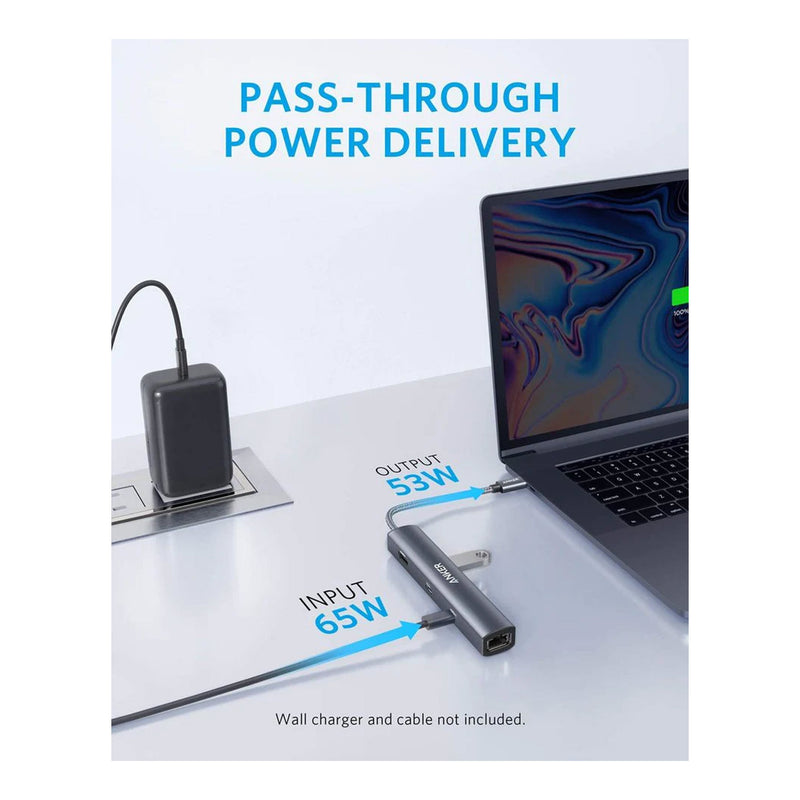 Anker A83650A2 PowerExpand 6-in-1 USB C PD Ethernet Hub with 65W Power Delivery
