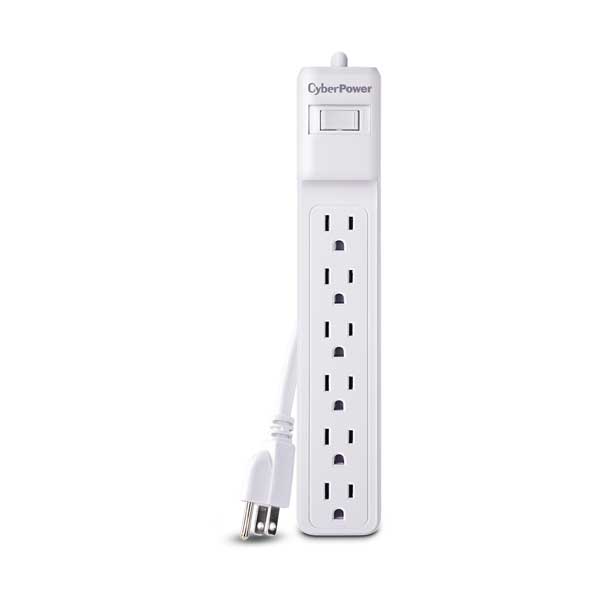 CyberPower B602RC1 6-Outlet Essentials Surge Protector with 500 Joules 15 Amp Protection and 2ft Power Cord