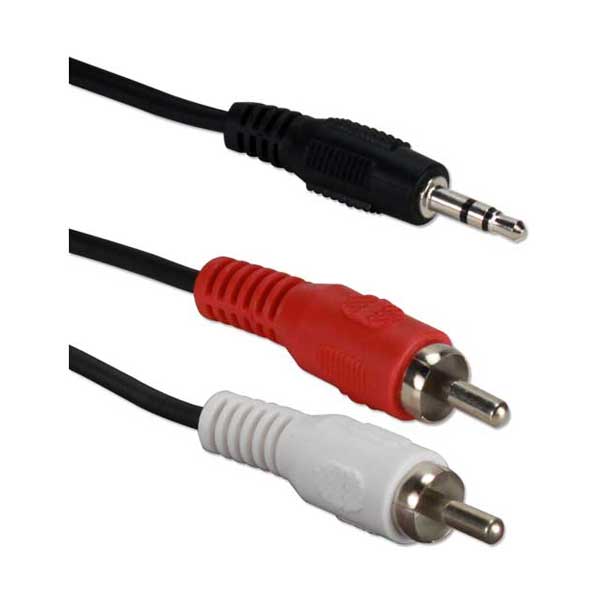 QVS CC399-12 12ft 3.5mm Mini-Stereo Male to Dual-RCA Male Speaker Cable