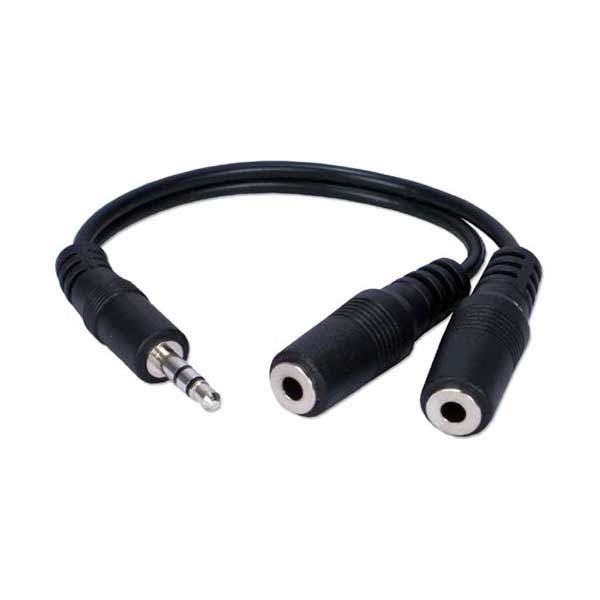 QVS CC400Y 6" 3.5mm Mini-Stereo Male to Two Female Speaker Splitter Cable