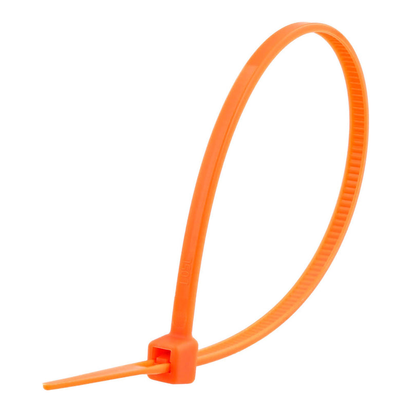 Secure Cable Ties CT-06018-OR 6" Orange Miniature Nylon Cable Tie - 100 Pack
