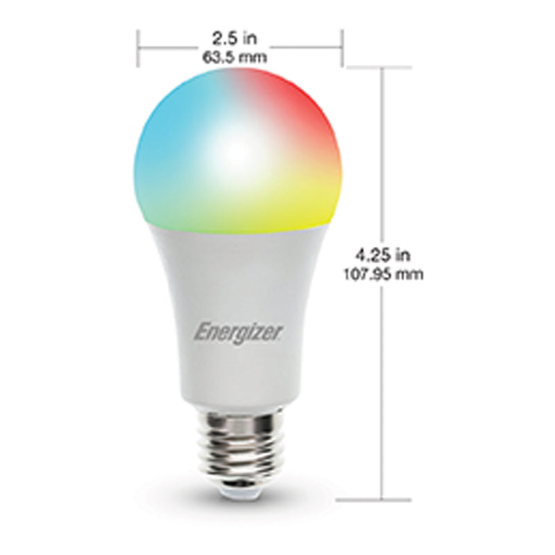 Energizer EAC2-1002-RGB Smart Wifi White & Multi-Color LED A19/E26 Light Bulb