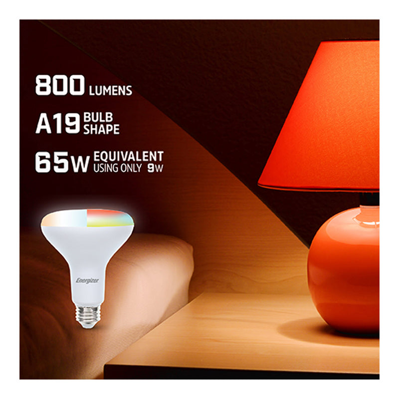 Energizer EBC2-1002-RGB Smart Wifi Multi-Color & Multi-White LED BR30 Light Bulb