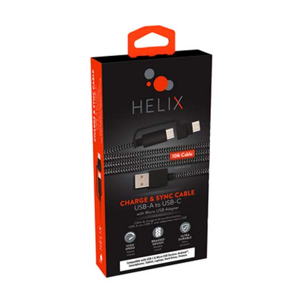 Helix HELIX BRAID USBA TO C/MICRO 10 Default Title
