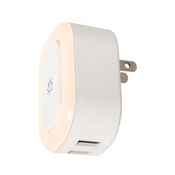 Helix ETHCHGWNL Dual Port USB-A PowerLED Wall Charger with Built-In Touch Activated Night Light