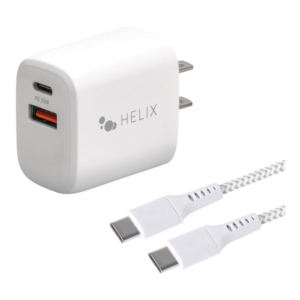 Helix Helix ETHNBC20C 20W 2-Port USB Power Delivery Wall Charger and 5ft Braided USB-C Cable Default Title

