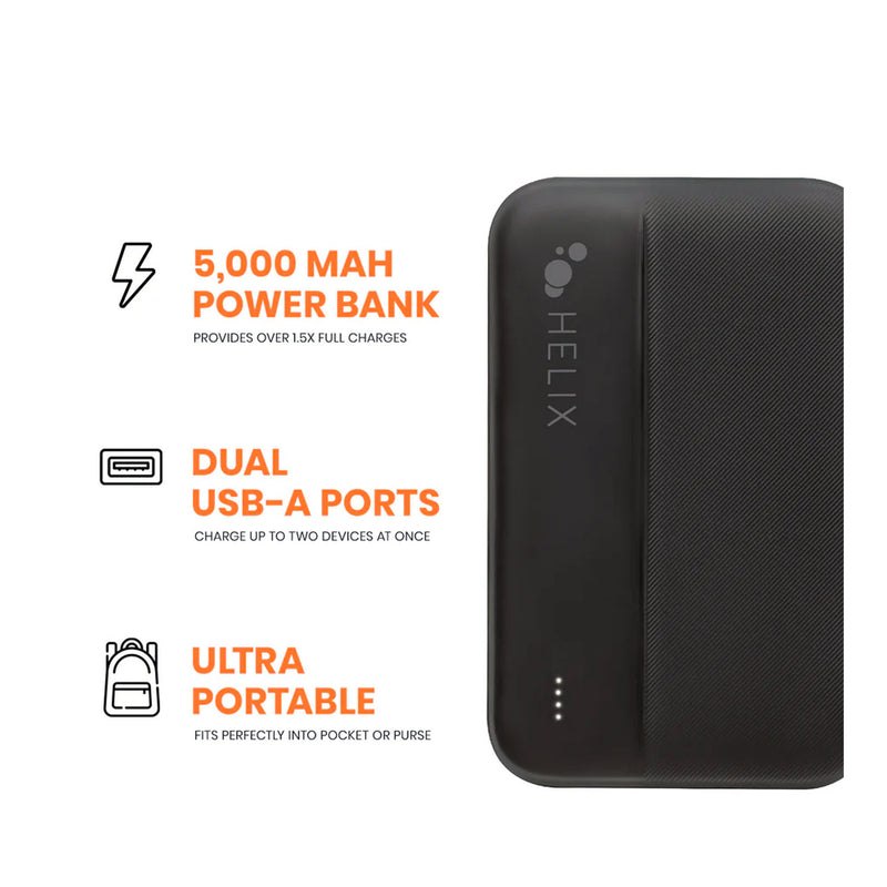 Helix ETHPB5 5,000 mAh Power Bank with Dual USB-A Ports
