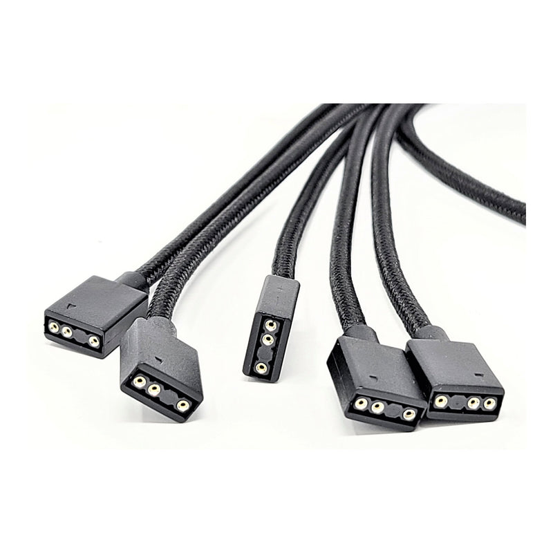 Micro Connectors F04-15AS70-BK 70cm Black Premium Sleeved 1 to 5 3-Pin Addressable (ARGB) Splitter Cable