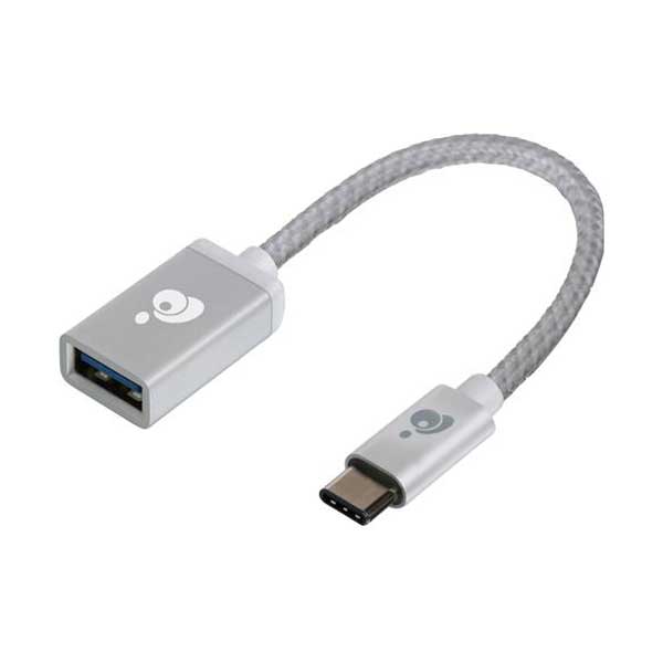 IOGEAR G2LU3CAF10-SIL Silver Charge & Sync USB-C to USB Type-A Adapter