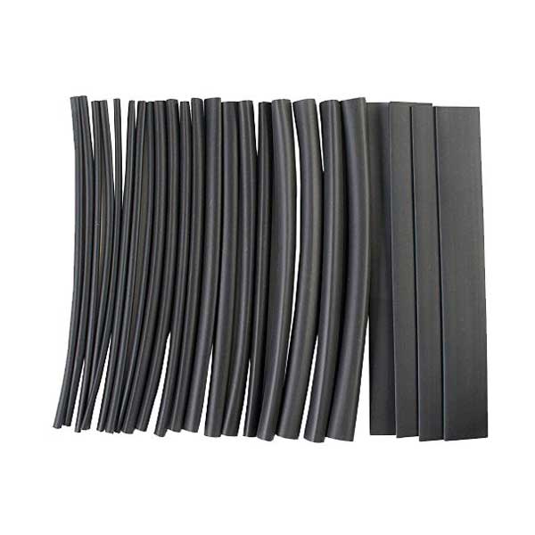 NTE Electronics HS-ASST-1 24-Pack 6" Assorted Black Thin Wall Heat Shrink Tubing