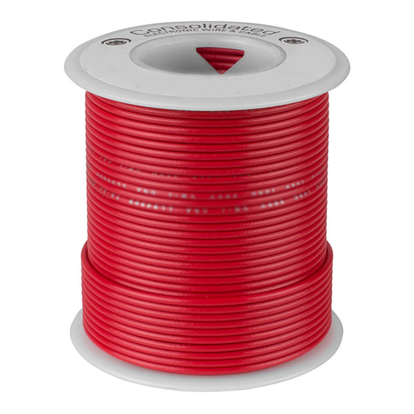Consolidated Electronic Wire & Cable 20AWG Hook Up Wire, Stranded, Tinned Copper, 300VAC, Red, 100FT Roll Default Title
