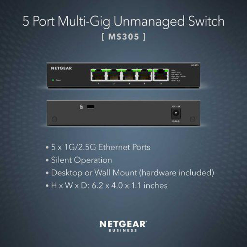NETGEAR MS305-100NAS 5-Port Multi-Gigabit (2.5G) Ethernet Unmanaged Switch