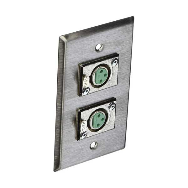 Single Gang Wall Plate with Two Female XLR Connectors