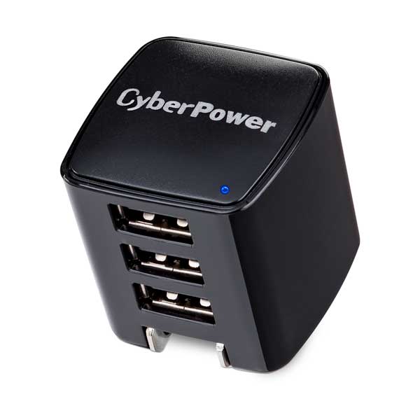 CyberPower TR13U3A 3-Port 3.1A USB Mobile Charger with Folding AC Plug